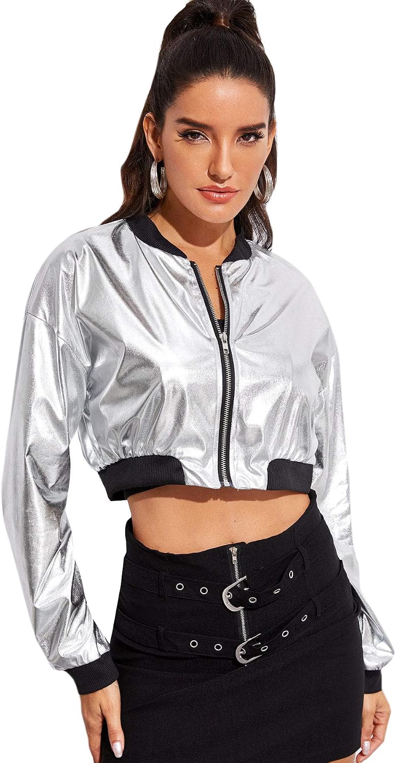 Long Sleeve Lightweight Crop Bomber Jacket image 1