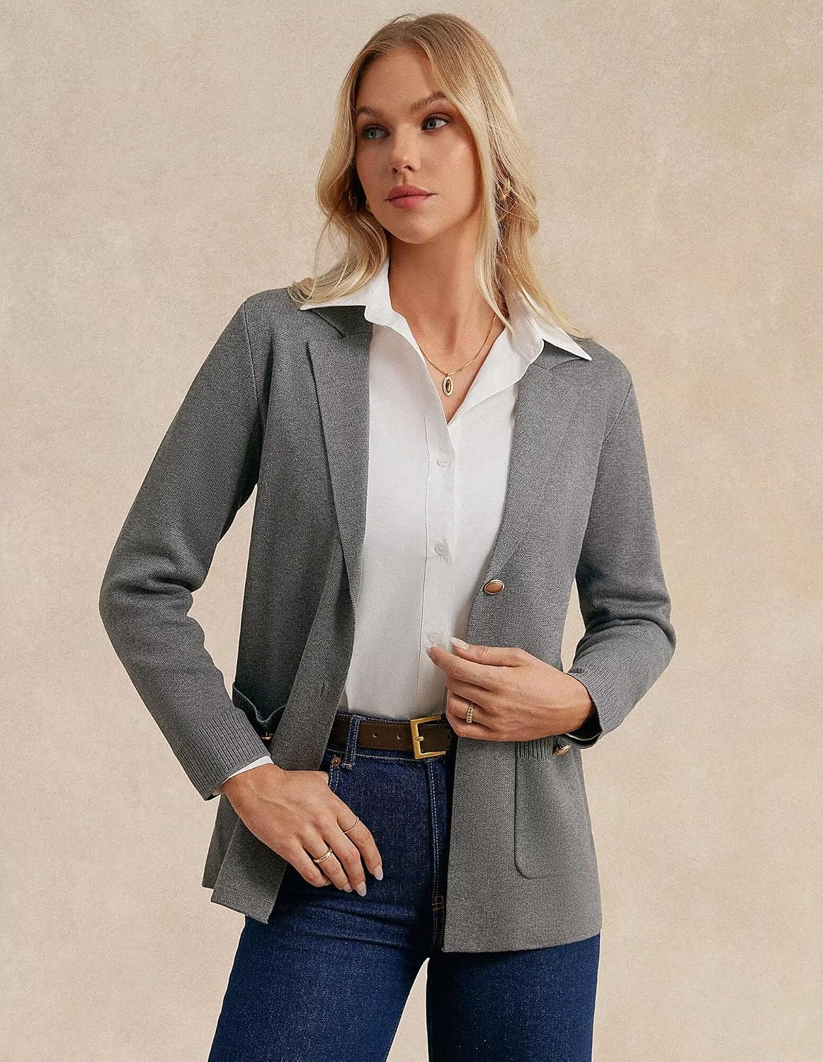 Women Sweater Blazers Business Casual Long Sleeve Work image 2