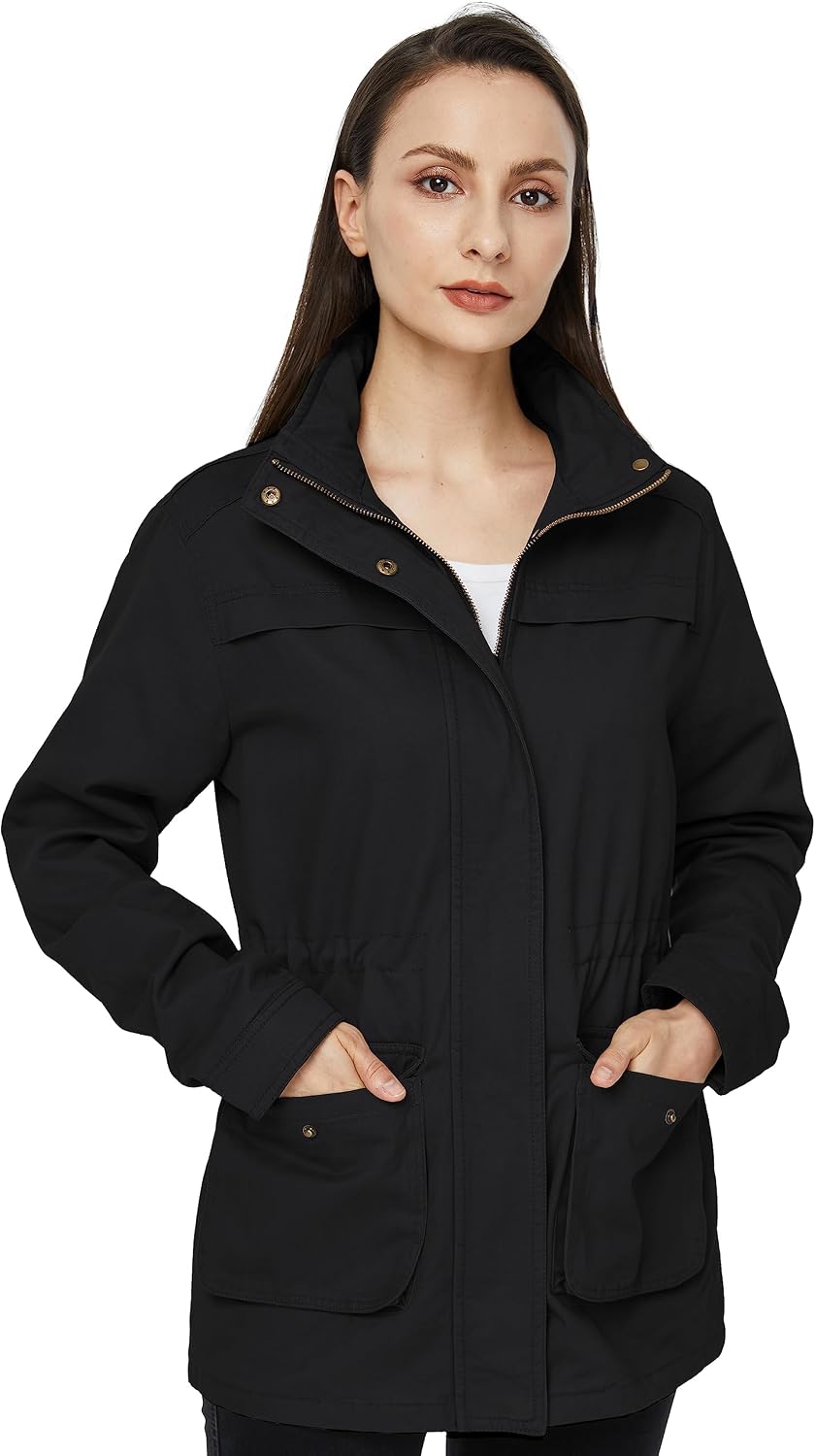 Casual Military Jacket Cotton Stand Collar Utility Anorak image 2